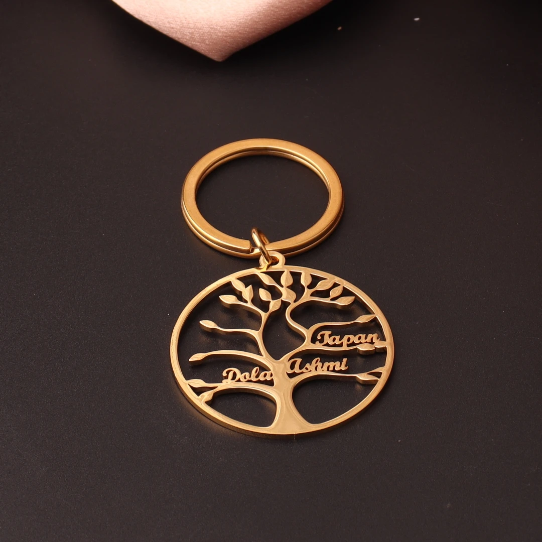 

Tree of Life Custom Keychain With 1-6 Name Personalized Jewelry Family Member Key ring The Best Gift For Mother Wife