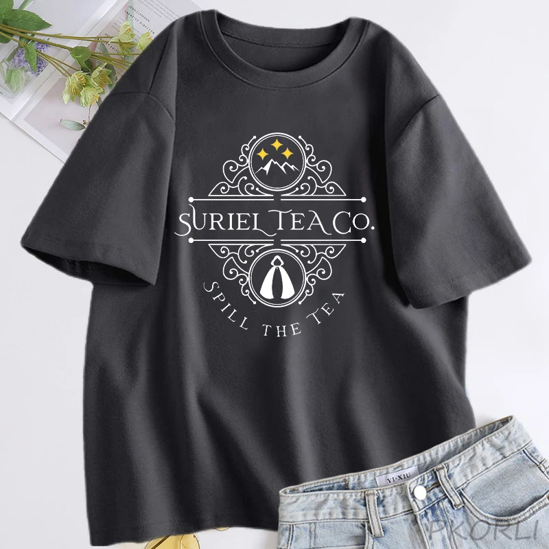 

Suriel Tea Co T-shirt Vintage A Court of Thorns and Roses T Shirt Acotar Velaris Bookish Tee Shirt Summer Cotton Short Sleeve