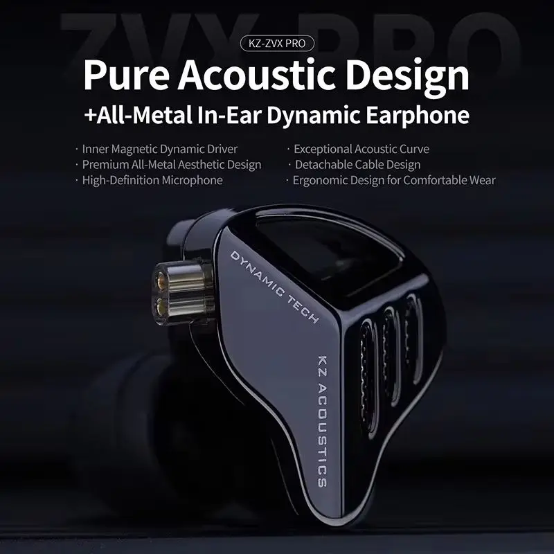 KZ ZVX PRO Проводные наушники-вкладыши HIFI Басовые наушники с металлическим монитором