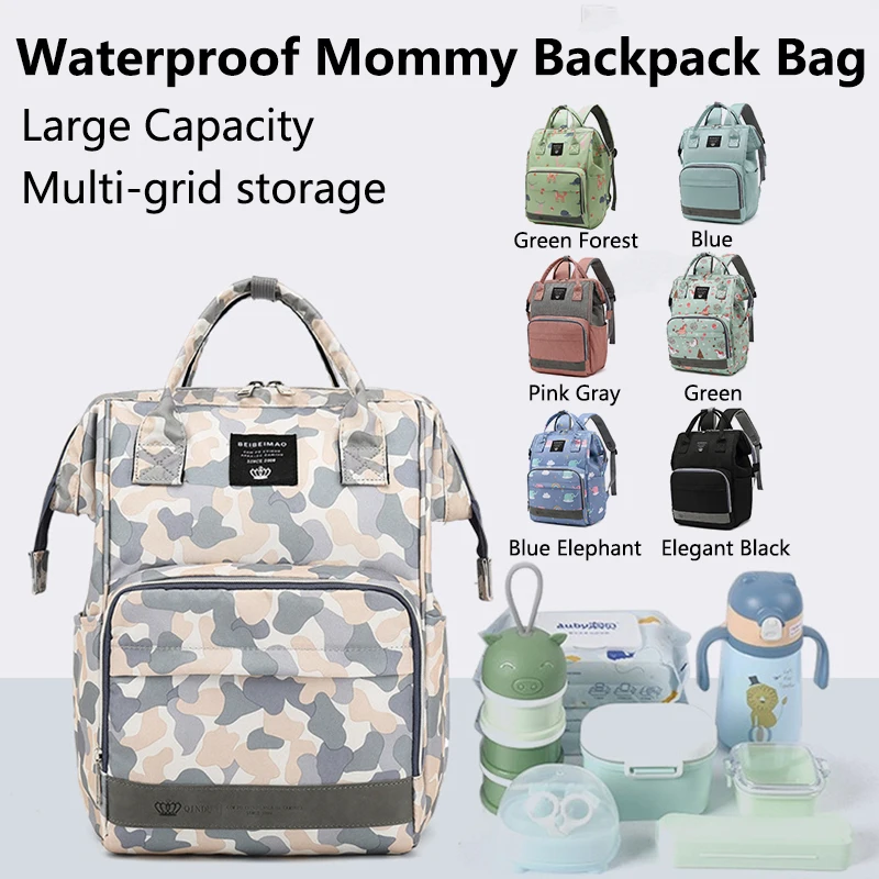 

Водонепроницаемый рюкзак для мамы, вместительная Детская сумка, многофункциональная дорожная сумка для подгузников с принтом