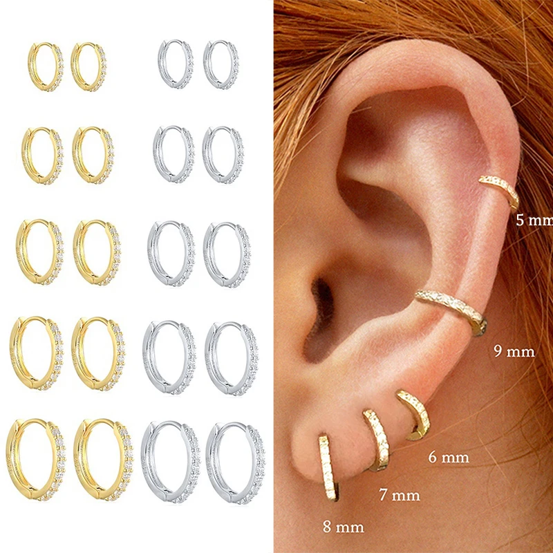 

Minimal Girl's Small Hoop Earrings Mini Round Circle Earring Zircon Tiny Huggies Piercing Earing Trendy Jewelry Thin Hoops