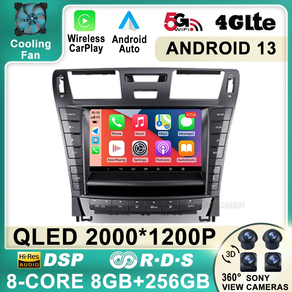 

Android 13 9 "QLED экран для Lexus LS460 LS600H XF40 4 lV 2006-2012 Радио Мультимедийный видеоплеер 4G WIFI GPS Навигация стерео