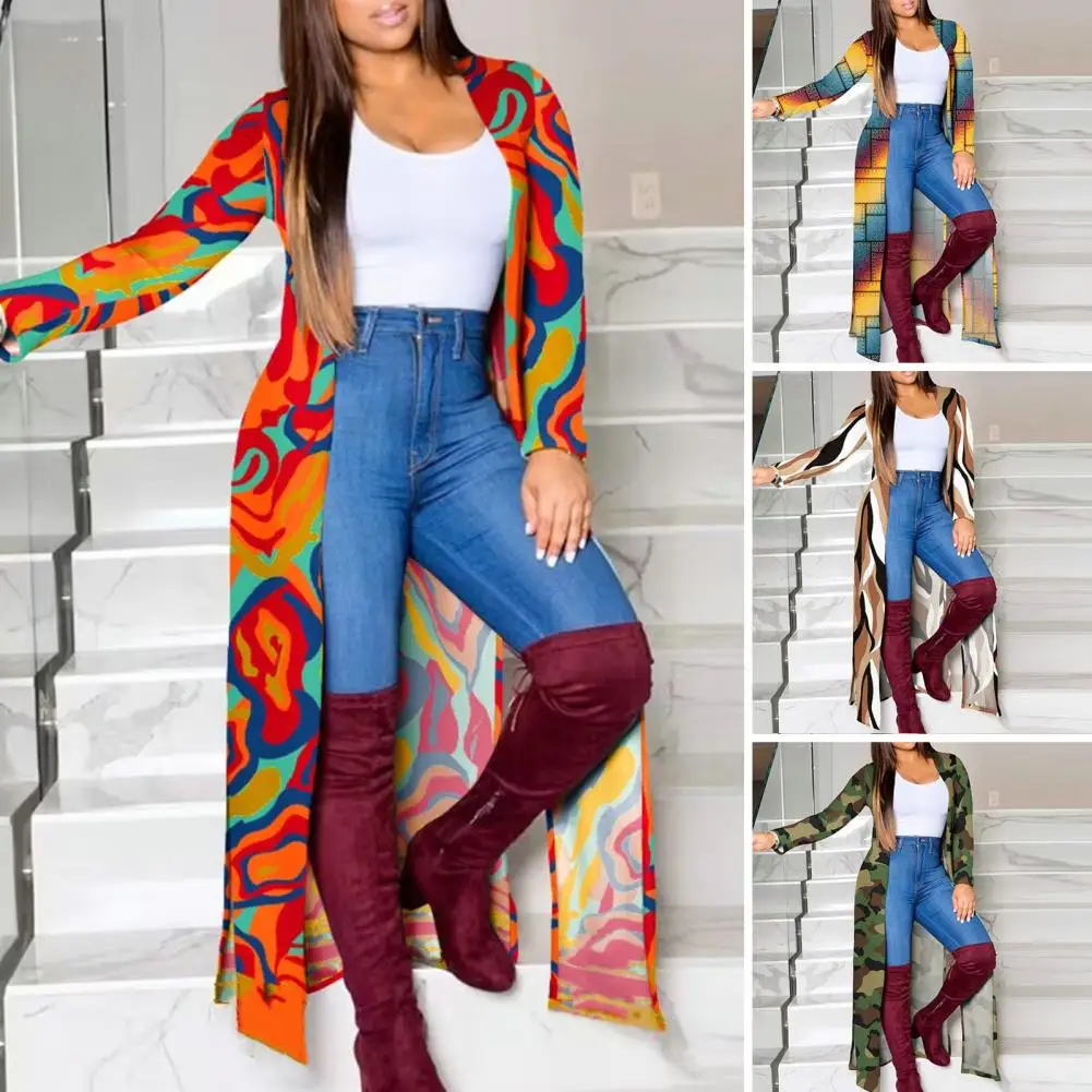 

Autumn Winter Cardigan Women Striped Patchwork 2022 Elegant Loose Long Outerwear Maxi Y2k Sweater Coat Soft Jacket