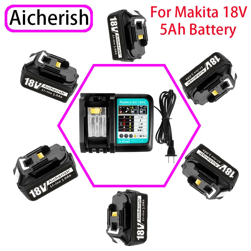 

18650 Rechargeable Lithium-ion Makita Battery 18V 5Ah New For Power Tools BL1830 BL1840 BL1850 DC18RC DC18SF Li-ion
