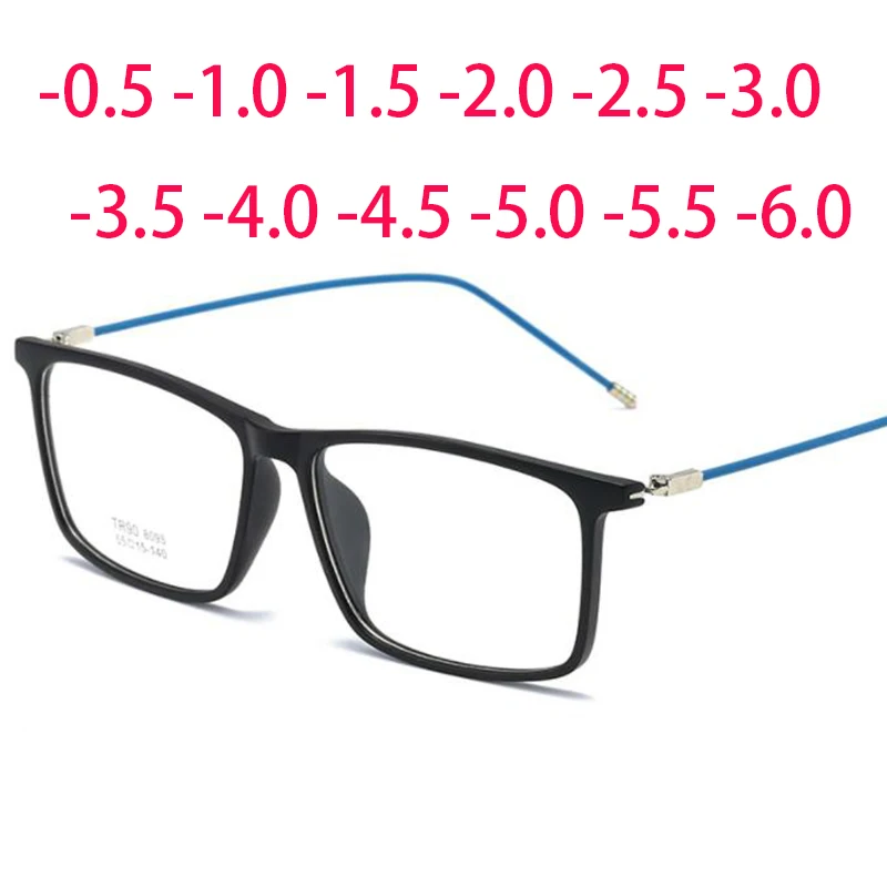 

Finished Myopia Glasses Women Men Square TR90 frames Ultra Light Shortsight Eyewear Prescription Diopters -1.5 -2.0 -2.5 To -6.0