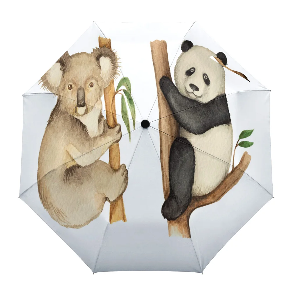 

Koala Panda Tree Summer Umbrella for Outdoor Fully-automatic Folding Eight Strands Umbrellas for Kids Printed Umbrella