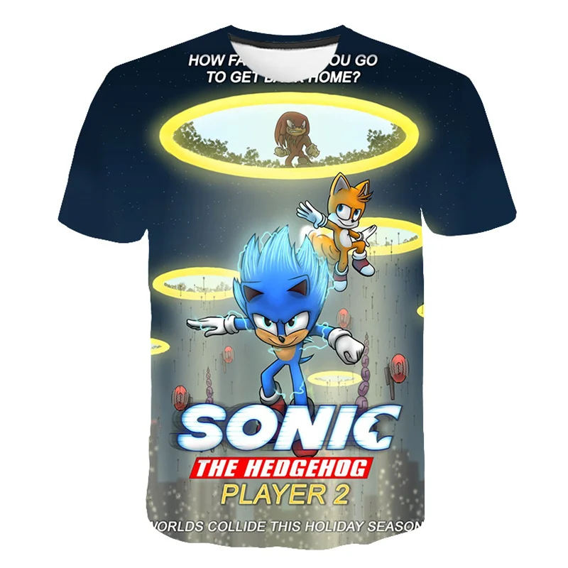 

Boys Girls Sonic Cartoon T shirt Kids Cartoon Game Funny Child Harajuku Oversized 3D T-Shirt Children Clothing Anime Clothes