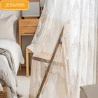 Скандинавские занавески для гостиной, столовой, спальни, пасторальные оконные тюлевые занавески для французского окна, кухни, дверные занавески, тюль