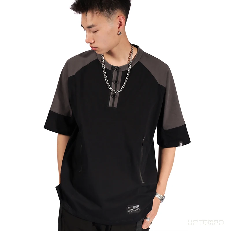 Футболка Whyworks 22ss в китайском стиле с воротником 220 г хлопок передние карманы ykk