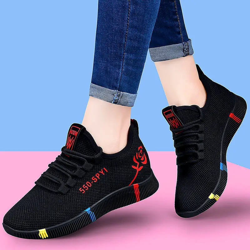 Woman Tennis Shoes Breathable Air Cushion Zapatos Mujer Comfort Height Increasing Lace-up Soft Female Outdoor Gym Sport Sneakers