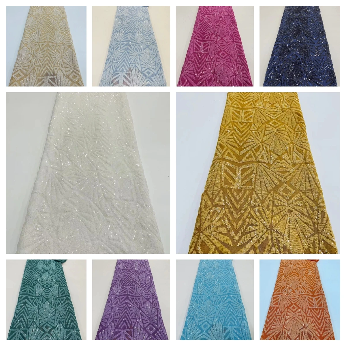 African Lace Fabric With Sequins Embroidery French Lace Fabric High Quality Nigerian Net Mesh Tulle Lace Material For Wedding
