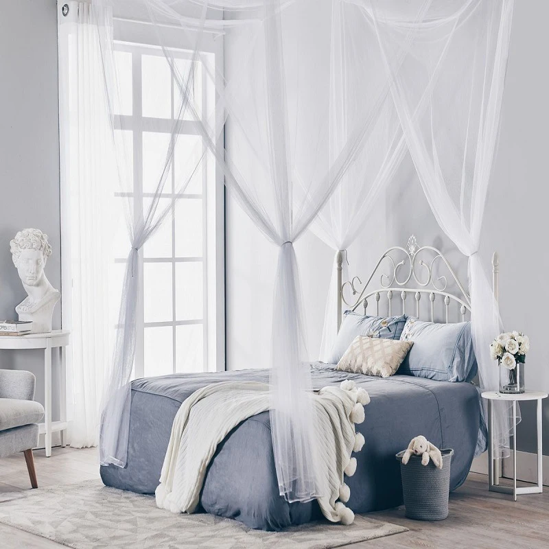 Mosquito Net Four Door Square Bed Student Palace Queen/king Bedcover Curtain Tent Insect Reject Protection