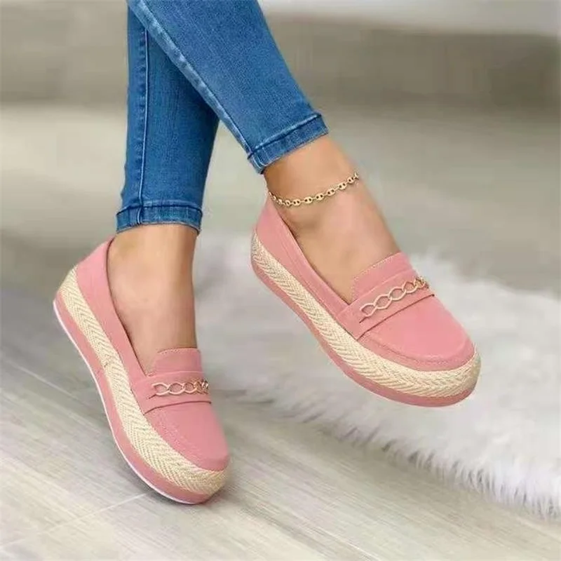 

New Autumn Oxford Dress Zapatos Loafers Designer Fashion Sandals Walking Lolita Chain Shoes Flats Platform Shoes Plus Size