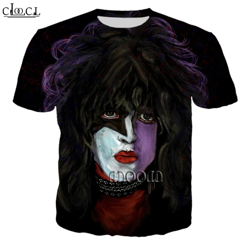 Фото Футболка с 3D принтом Metal Rock KISS Band для мужчин и женщин, модная уличная одежда с коротким рукавом в стиле Харадзюку, топы в стиле хип-хоп, Прямая доставка №5
