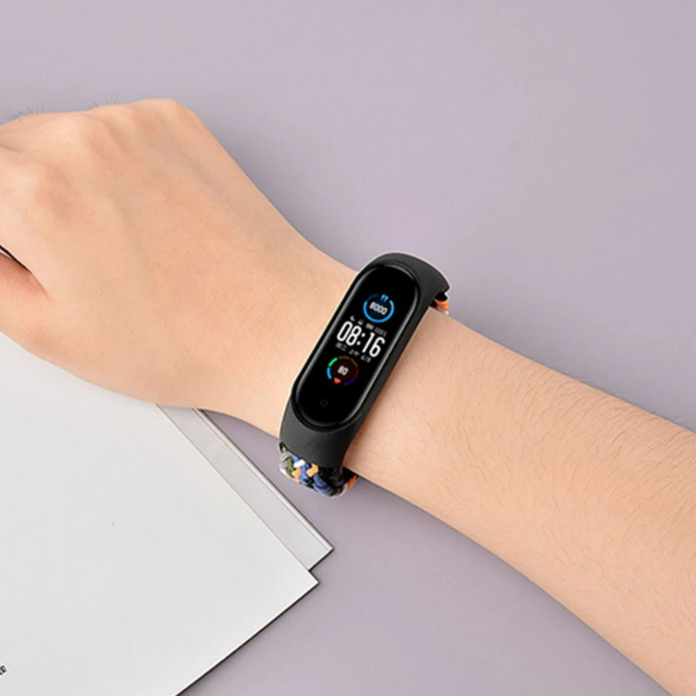 Bracelet For Mi band 6 7 Strap Elastic Adjustable Nylon Braided Miband 4 mi band 5 correa Wristband for xiaomi Mi band 4 3 5 6 7