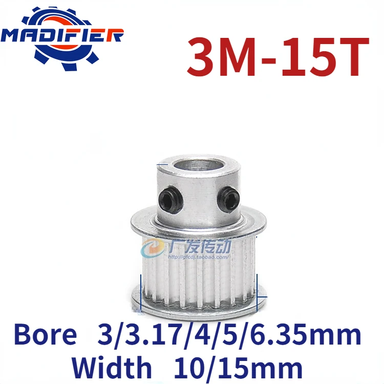 

BF Type 15 Teeth HTD 3M Timing Pulley Bore 3mm 3.17mm 4mm 5mm 6.35mm for 10mm 15mm Width Belt Used In Linear Pulley