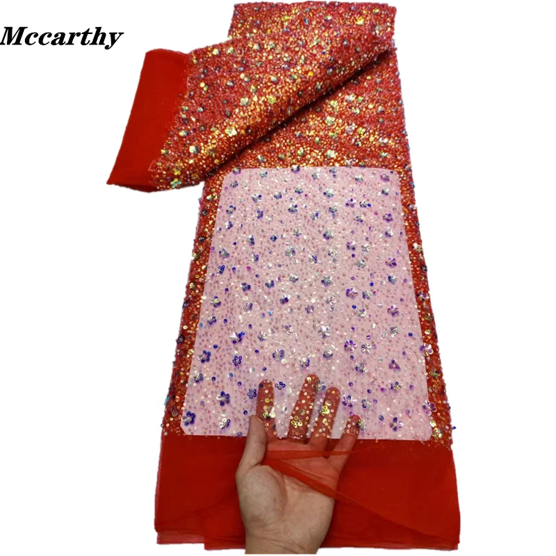 

Mccarthy African Sequence Lace Fabric 5 Yards High Quality French Lace Fabric Nigerian Wedding Asoebi Dress Sewing