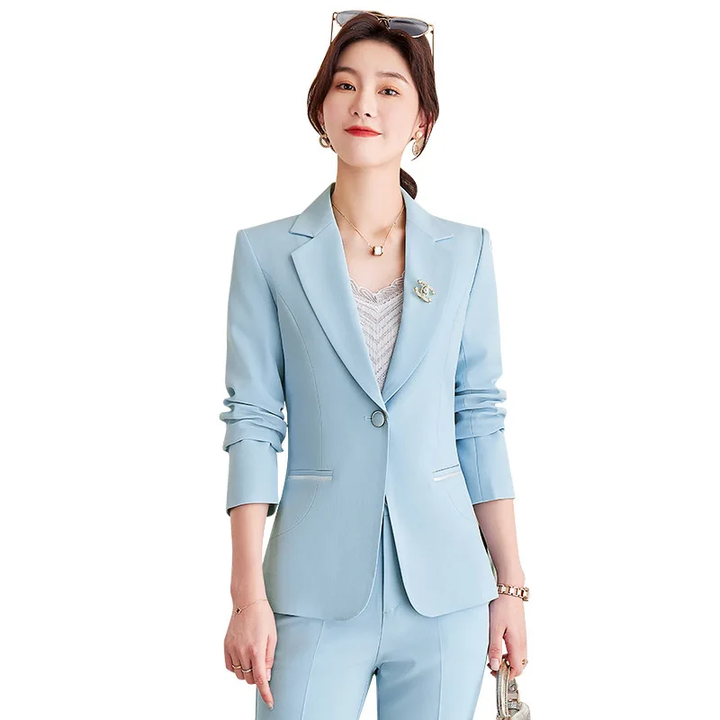 High Quality Spring New Women's Business Suit Two-piece Set 2022 Casual Slim Long Sleeve Ladies Jacket Fashion Ninth Pants