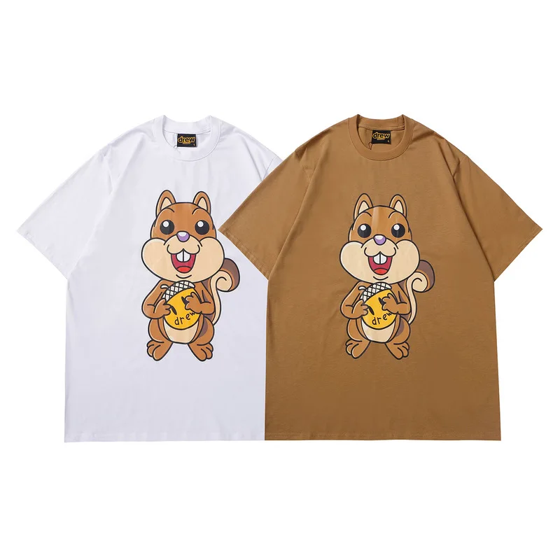 

Drew House T-shirts Men Women Summer Men's Cartoon Squirrel Short Sleeve O-Neck T-Shirt TShirt Streetwear Top Tee Smiley TShirts