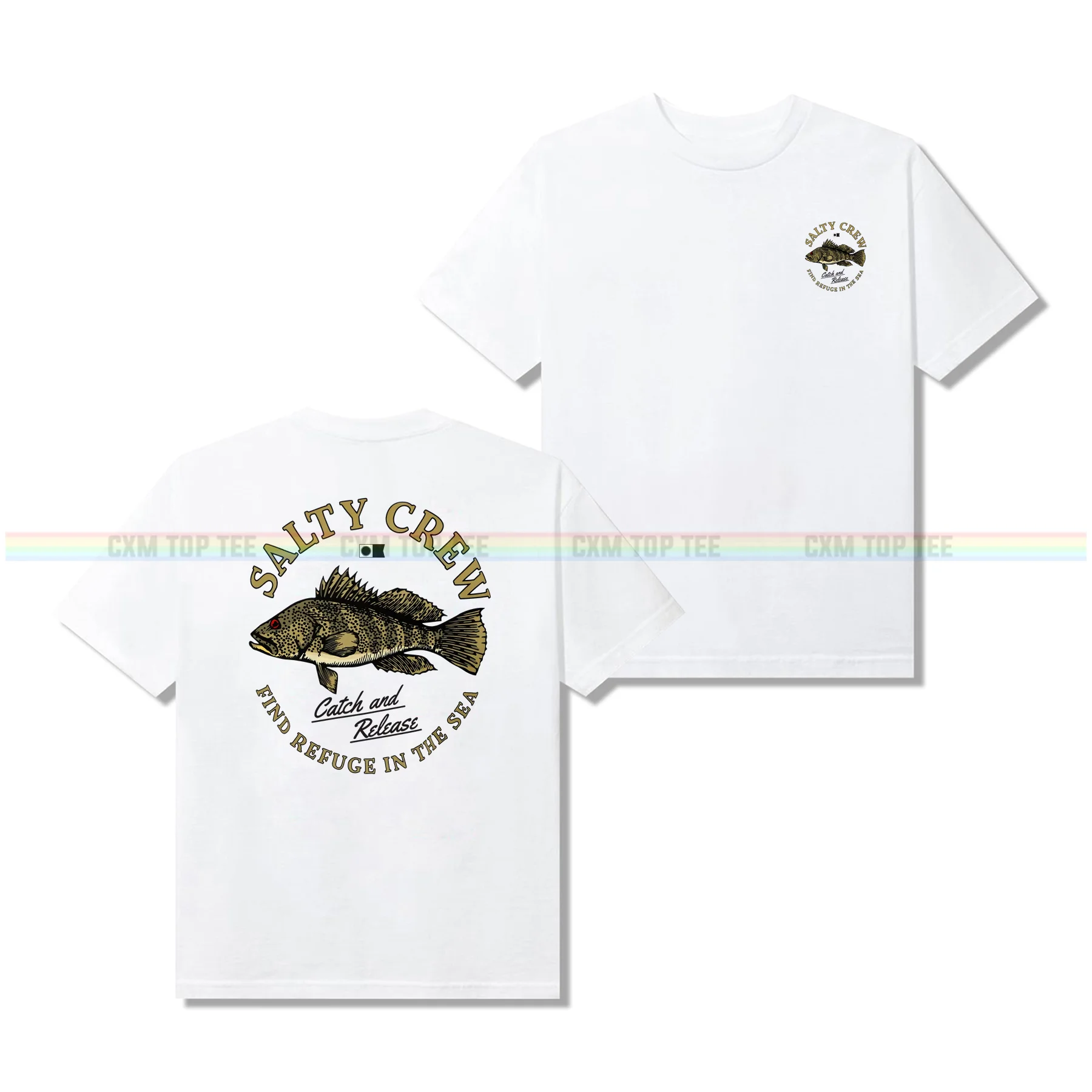 

Amazing Tees Men T Shirt Double-sided Casual Unique Oversized Salty Crew Baybass Premium T-shirt Male T-shirts Graphic S-3XL