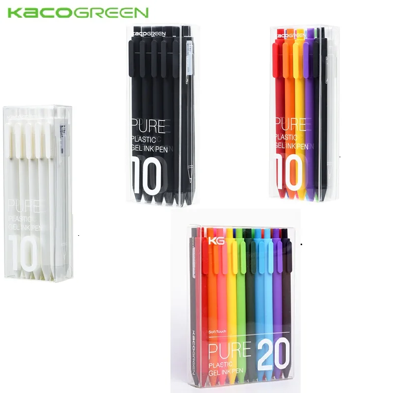 

10pcs KACO Gel 0.5mm Black Color Ink Refills ABS Plastic Pen Write Length 400MM Smoothly Writting For Office Study