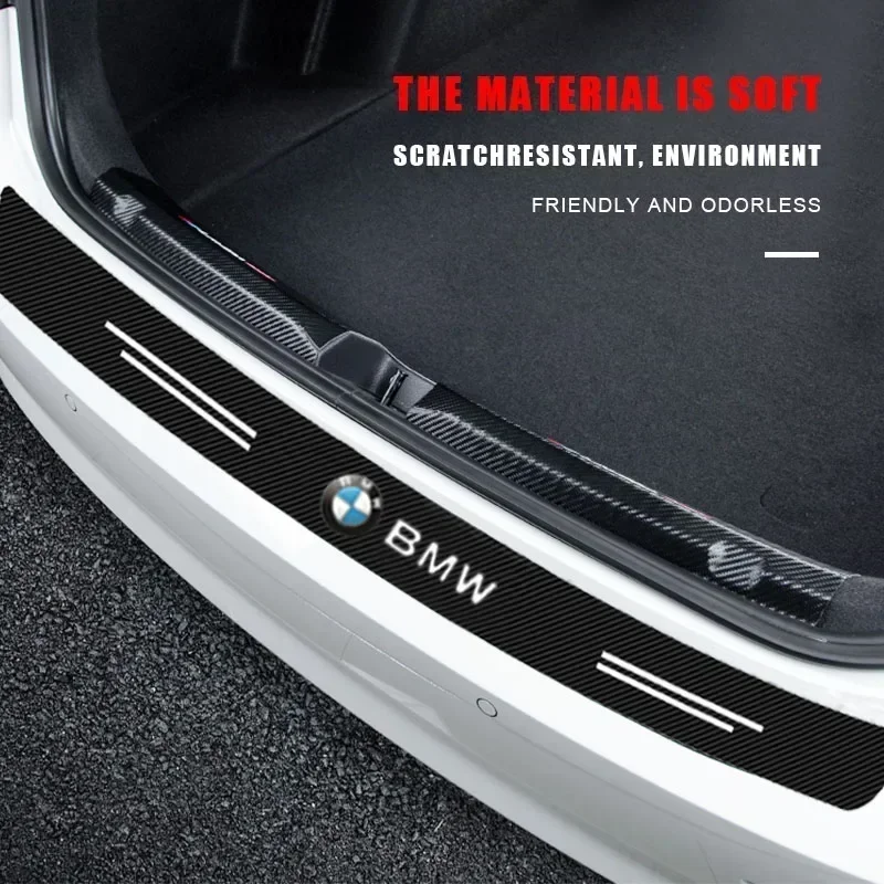 Задний бампер автомобиля багажник наклейки из углеродного волокна автозадний