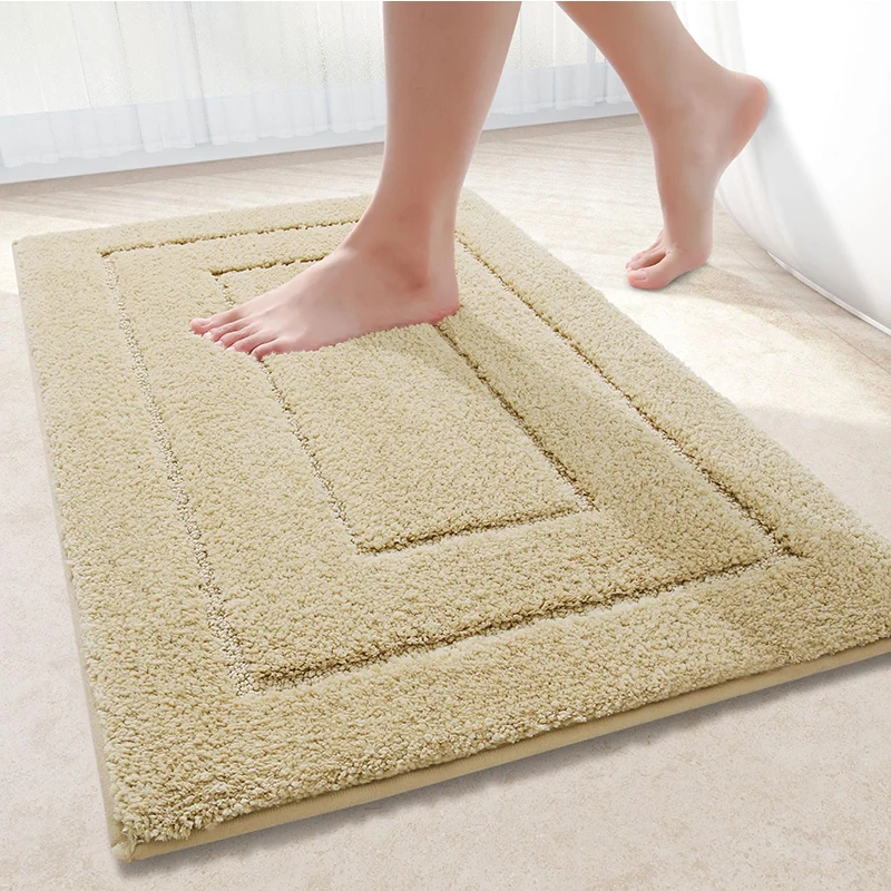 Homaxy Double Frame Velveteen Bathroom Mat Floor Indoor Non Slip Door Dirt Trap Absorbs Water Comfortable
