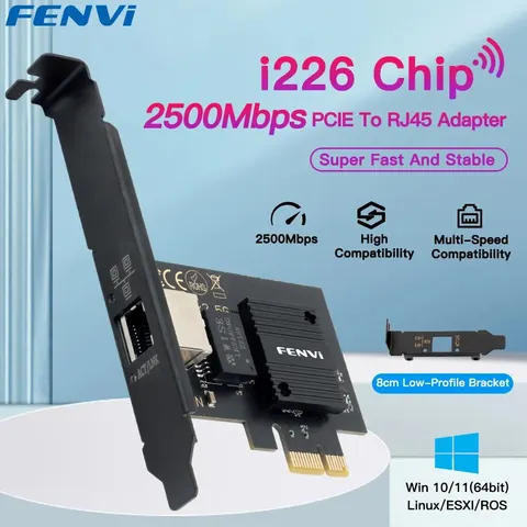 Сетевой адаптер PCI-E к RJ45 сетевая карта I226 чип Gigabit Ethernet 100/1000/2500 Мбит/с RJ45 LAN PCIe адаптер для ноутбука ПК Win 10/11