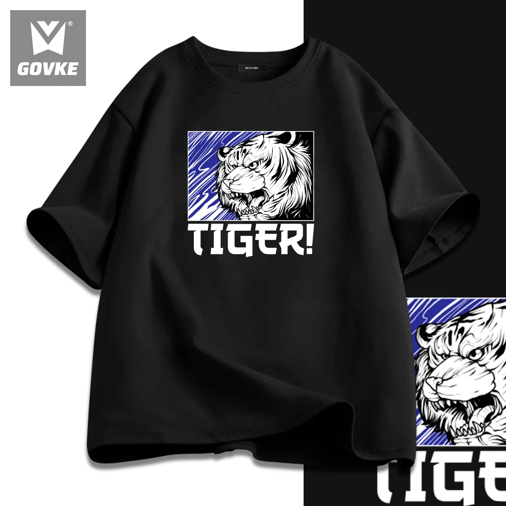 Агрессивность тигра! Футболка мужская с принтом животных 100% хлопок
