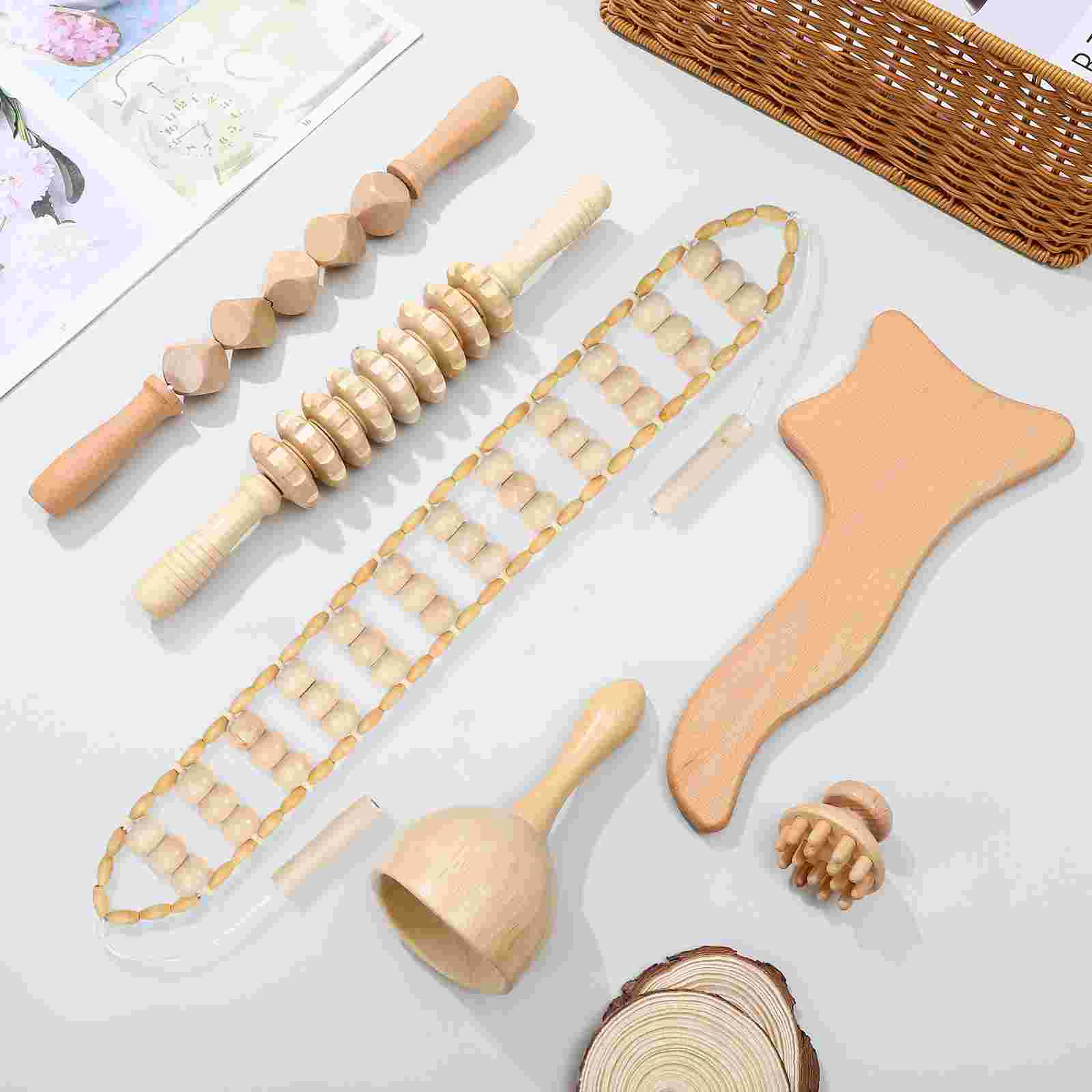 6- шт. набор деревянных массажных инструментов без трещин, колесо прокрутки, роликовая палочка, терапия, снятие усталости, коррекция фигуры, циркуляция (art.: 3920cc89320d2) - 3920cc89320d2