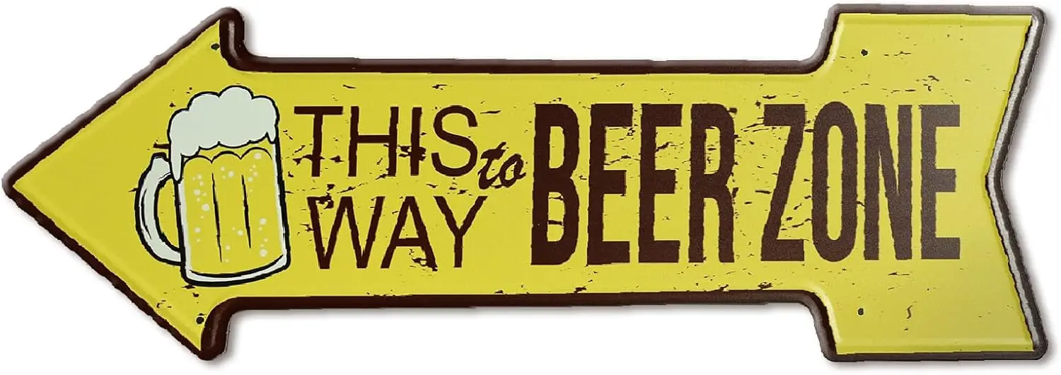Ker Vntge Beer Sgn Br Decor Ths Wy to Zone rrow Metl Tn Plque Sutble for Brs Grges Mn Cve Tverns nd Store Wll rt Decorton 6