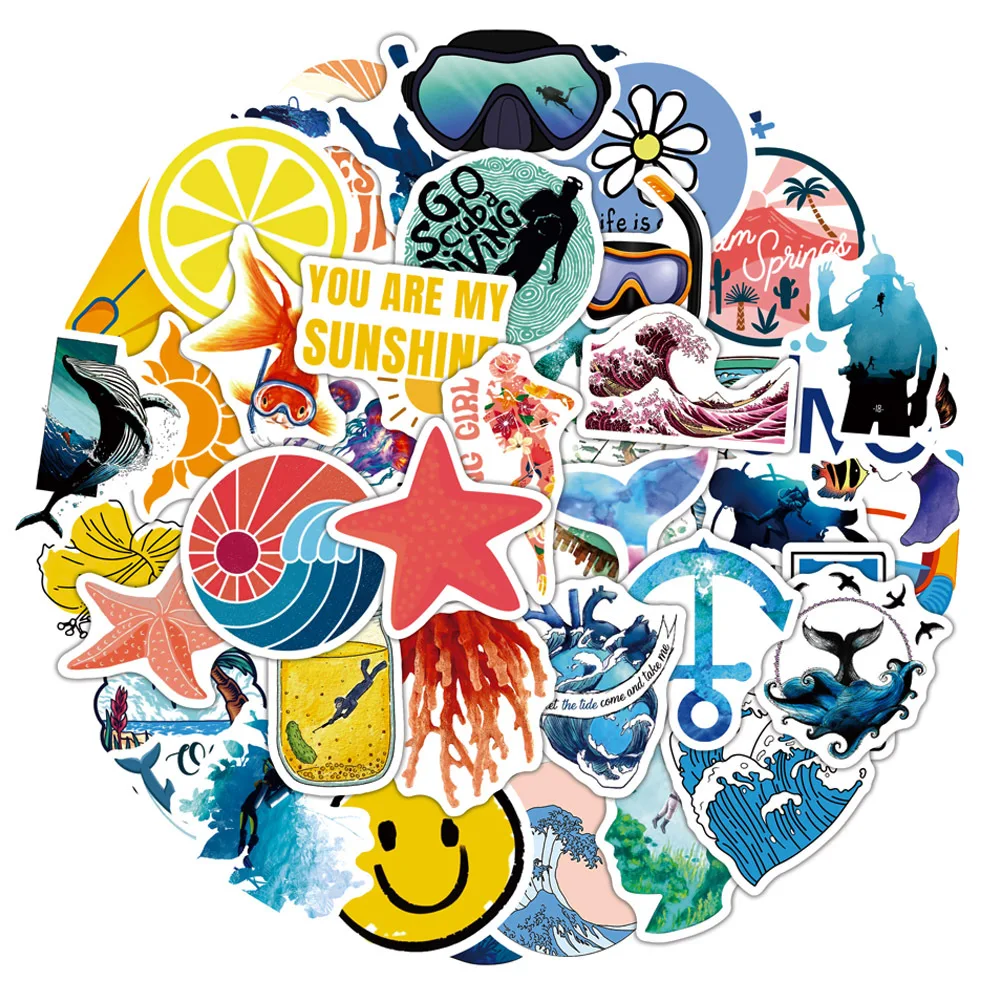 

10/30/50PCS New Popular Summer Diving Sticker Pack Skateboard Guitar Decoration DIY Laptop Waterproof Cartoon Graffiti Wholesale