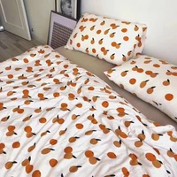 new bedroom four piece bed linen set winter thick pure cotton printing duvet cover fashion simple family hotel bedding set