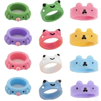 acrylic frog octopus bear animal resin ring 2022 ins hot sale colorful cartoon cute 3d frog pig circlet friendship couple rings