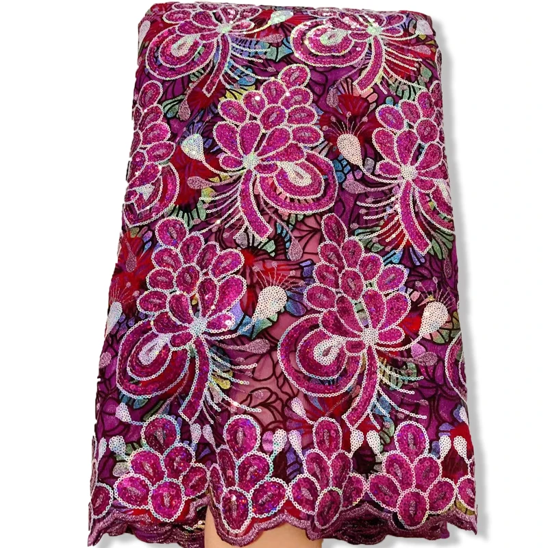 

2023 африканская Высококачественная кружевная ткань, винно-красная французская сетка, вышитые кружева в тюле, нигерийская ткань A2