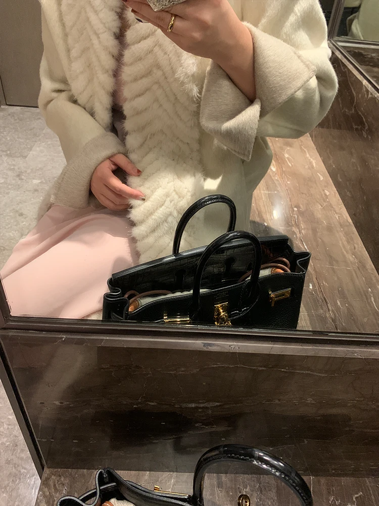 2023 шерстяной мех новый роскошный длинный Тренч из 100/100 натурального меха норки