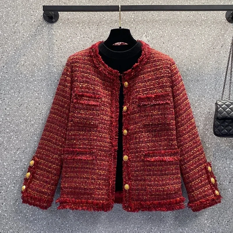 

Korea Fashion Tassle Short Jacket Vintage Single Breasted Long Sleeve Fall Winter Women Clothing Thick Warm Small Fragrance Coat