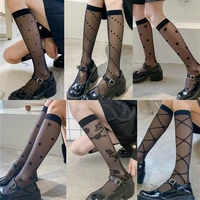 spring summer womens black and white classic calf socks 1pec ultra thin jk sexy style knee length socks lolita silk stockings
