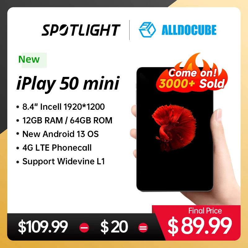 Alldocube Iplay 50 Mini Tablet 8.4 Pollici Tiger T606 Android13 Widevine L1 Memoria Virtuale 8Gb + 4Gb Ram 64/128Gb Rom Iplay50