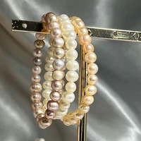 high quality natural freshwater pearl bracelet 6mm delicate temperament elastic bracelet 14 21cm size optional