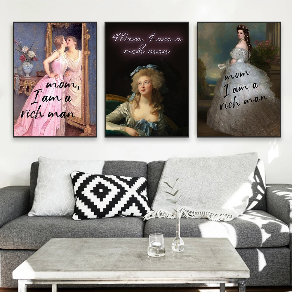 Забавный фотопостер с надписью Мама я богатый человек принты искусство