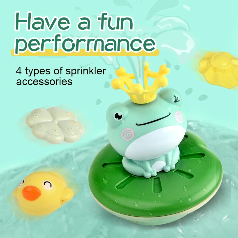 

Frog Bath Toy Shower Electric Spray Water Floating Frog Rotating Sprinkler Kids Toy Funny Baby Swimming for Toddlers Gift