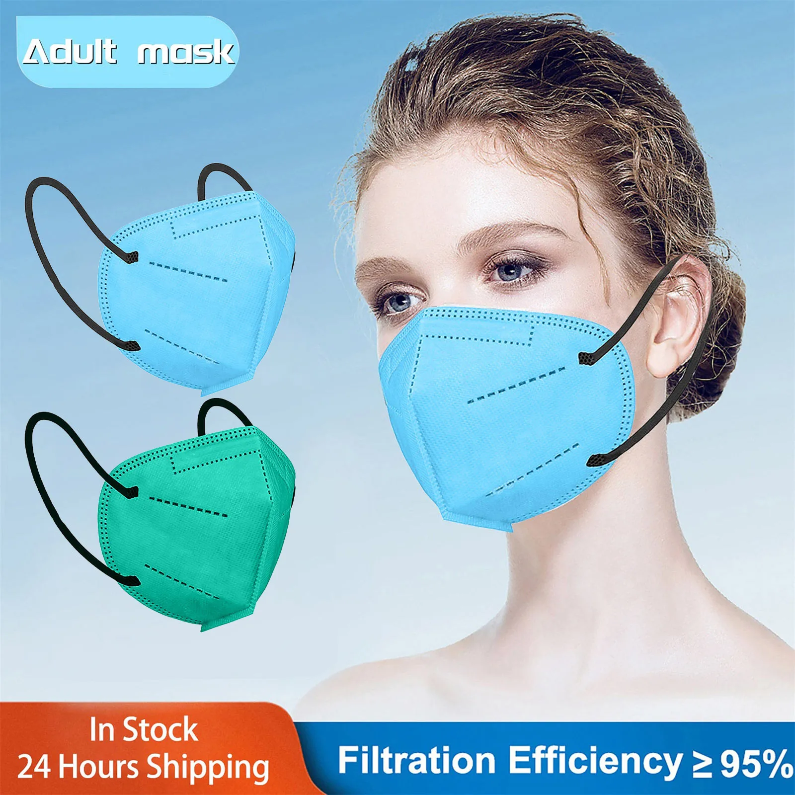 

10PCS Aldult Mask mascarilla fpp2 colores Solid face mask kn95 FFP2 Outdoor Prevention Mask CE Face Masks cubrebocas espanol