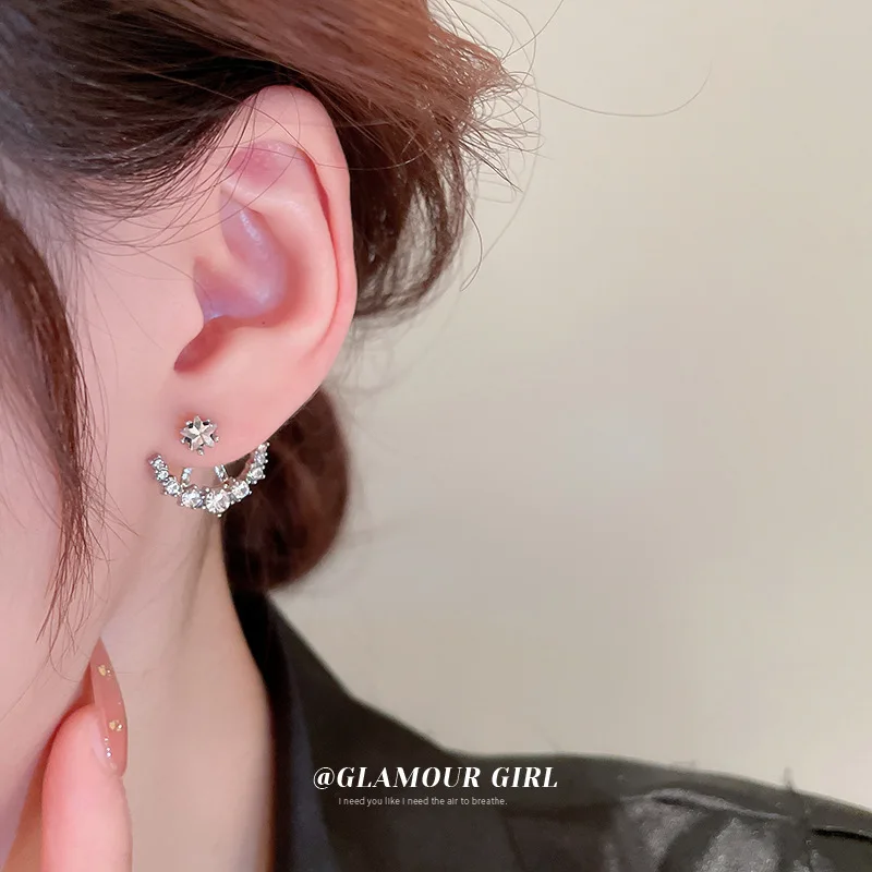 Серебристые серьги с бриллиантами модные креативные наушники бесплатная