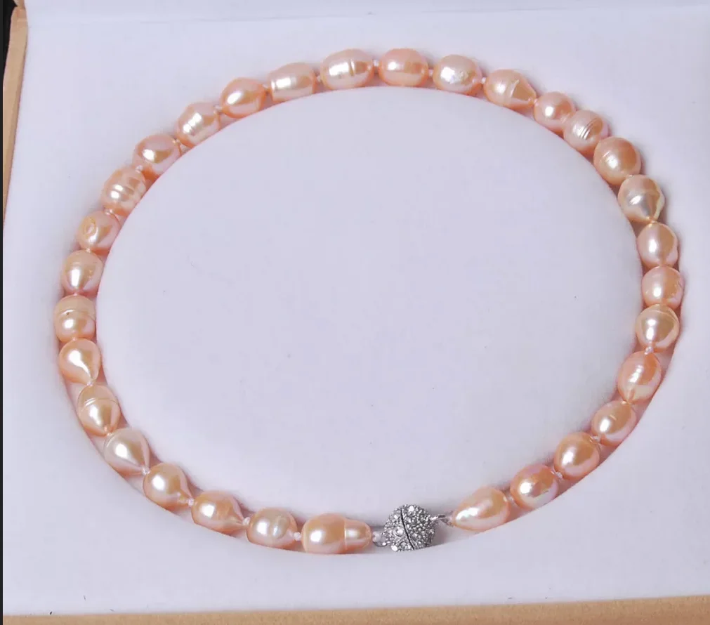 Новое ювелирное ожерелье длинное 18 дюймов 9-10 мм из розового культивированного