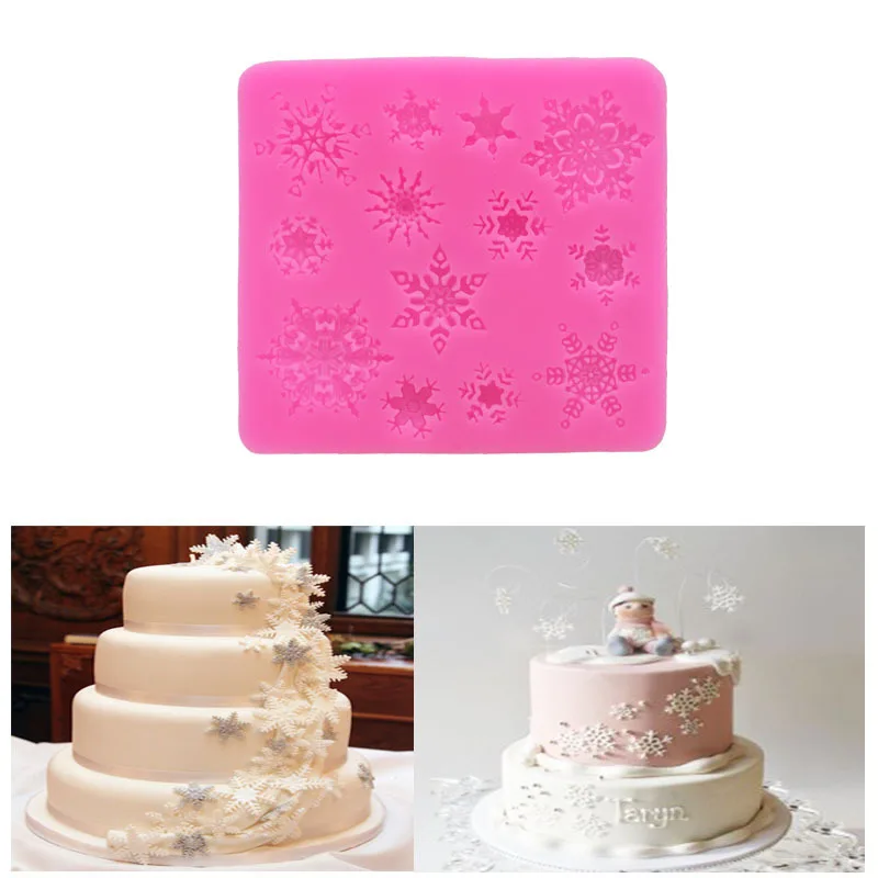 

3D christmas decorations snowflake Lace chocolate Party DIY fondant baking cooking cake decorating tools silicone mold