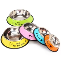 fun pet feeding bowls stainless steel non slip dog bowl durable anti fall cat puppy feeder for dogs teddy golden retriever