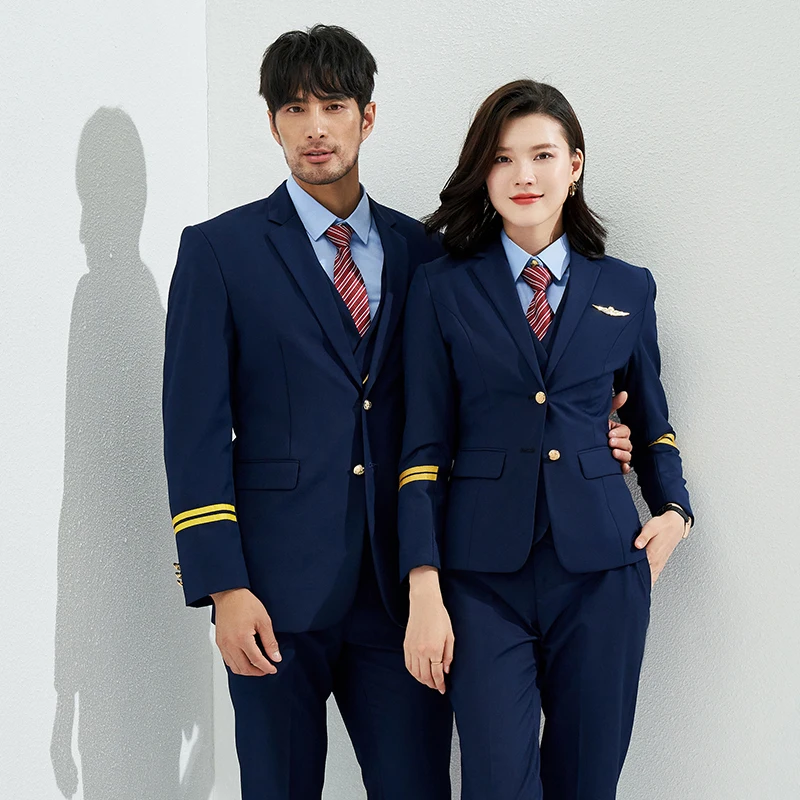 

Aviation Uniform Set Women Jacket Pant Pilot Captain Uniforms Flight Attendant Suit Hotel Sales Manager Professional Workwear
