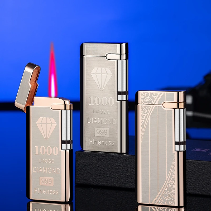 

Тонкая металлическая ветрозащитная надувная Зажигалка Zhendian Treasure of Zhendian, высокомощная Бутановая газовая зажигалка для сигар, зажигалка ...