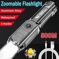 powerful led flashlight 100000 lumens tactical flashlights rechargeable usb 18650 waterproof zoom fishing hunting camping